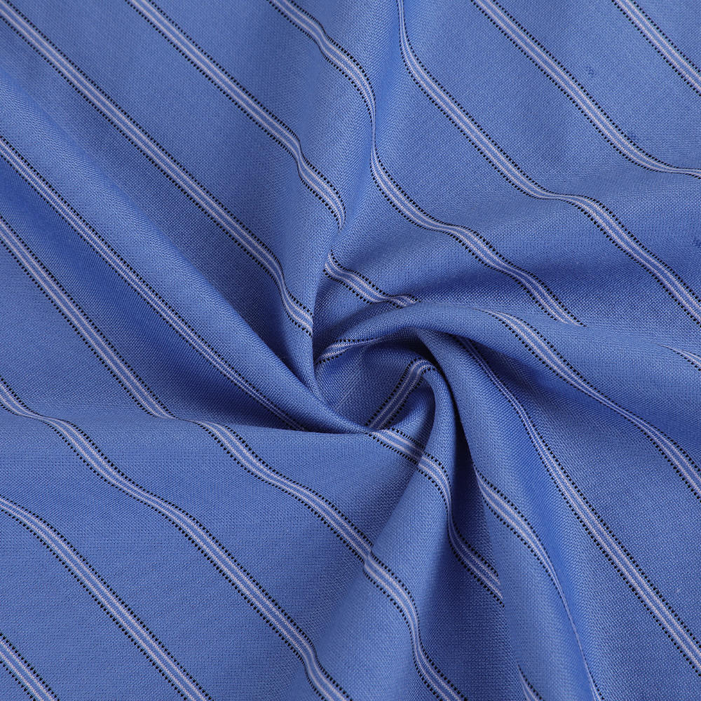 Seesami-Point Easy-Care LA hengittävä ja mukava raidallinen puuvilla-polyester Jacquard-paitakangas